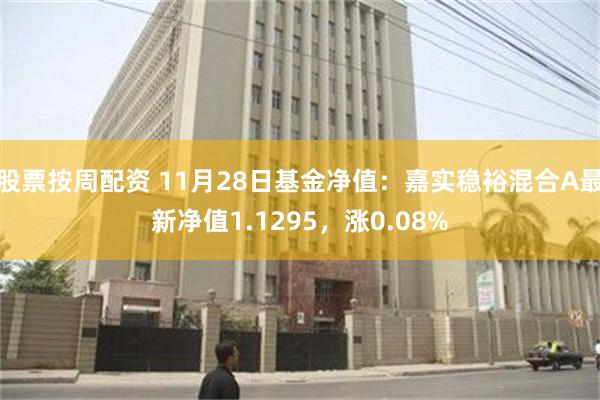 股票按周配资 11月28日基金净值：嘉实稳裕混合A最新净值1.1295，涨0.08%